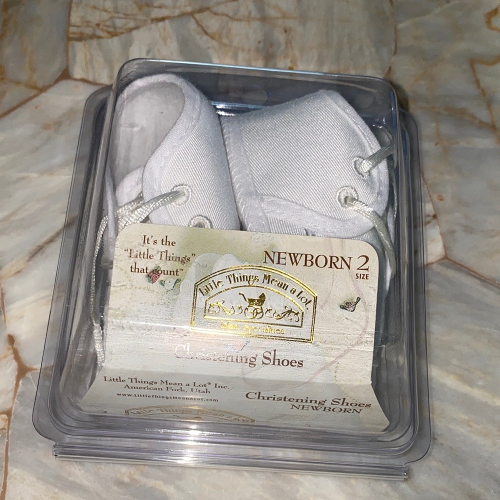 Little Things Mean a Lot Ivory Christening Shoes